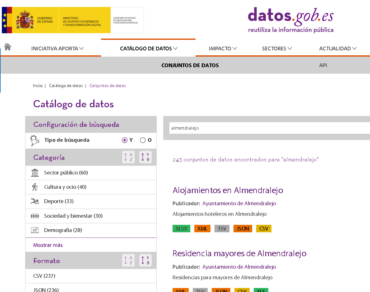 Almendralejo en datos.gob.es